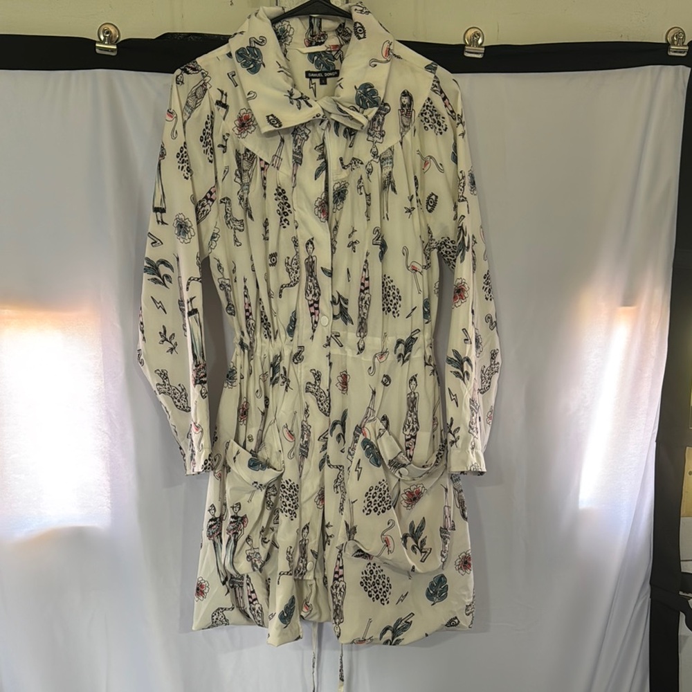 Samuel Dong White Botanical Trench Coat